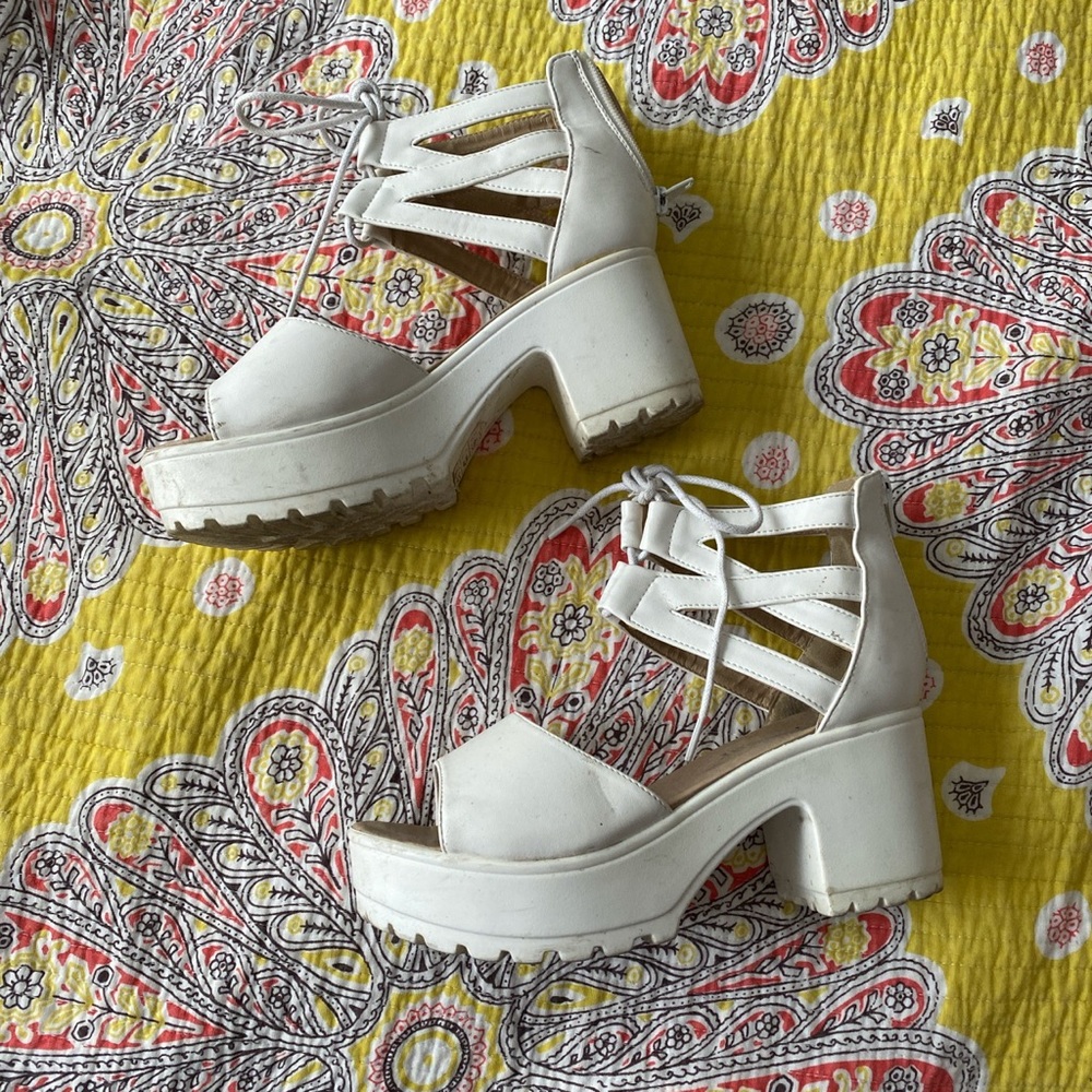 White platform sandals